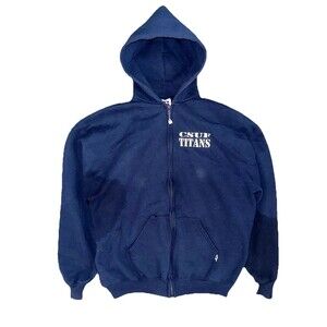 VTG 90s XL Russell Athletics USA Distressed Hooded Zip Up Sweatshirt Sweater